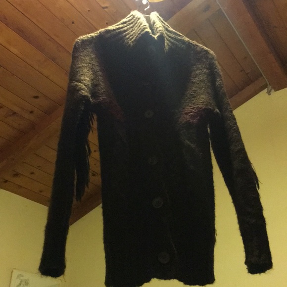 Wool Sweater coat w/ fringe - Picture 5 of 7